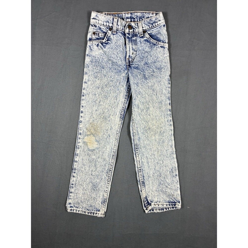 Vtg Little Levis Jeans Orange Tab 80s 90s Kids Acid Wash Slim USA Denim Sz 8